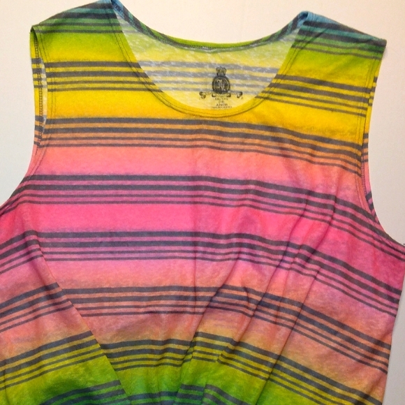 Brand New☆Women's JR Plus Sleeveless Rainbow Stripe Top☆2X - Picture 6 of 12